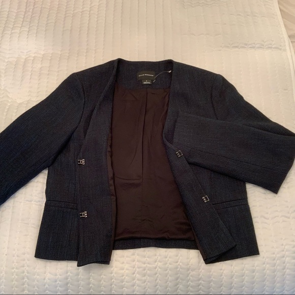 Club Monaco Career Cropped Tweed Blazer Blue/Black colour in Size 6 - Picture 4 of 7